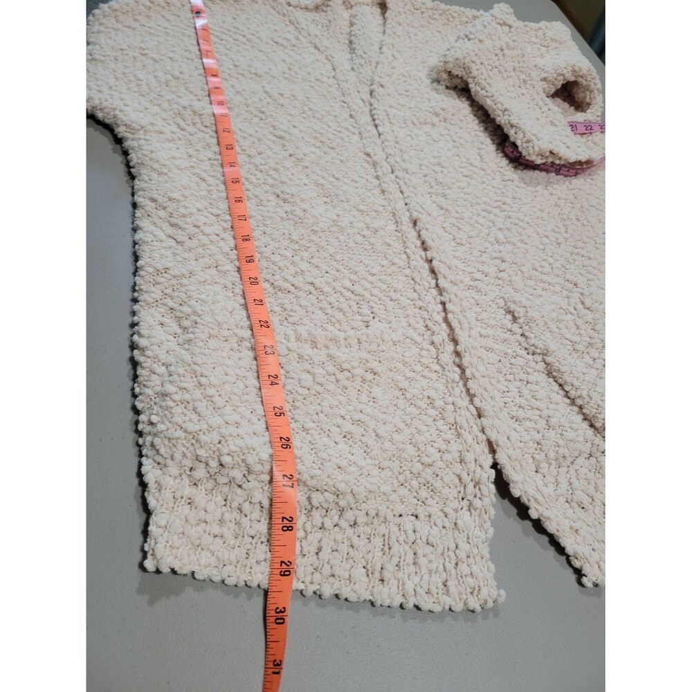 Unbranded Popcorn Knit Cardigan Women 2XL Cream Excellent Oversized Open Front - Picture 5 of 9